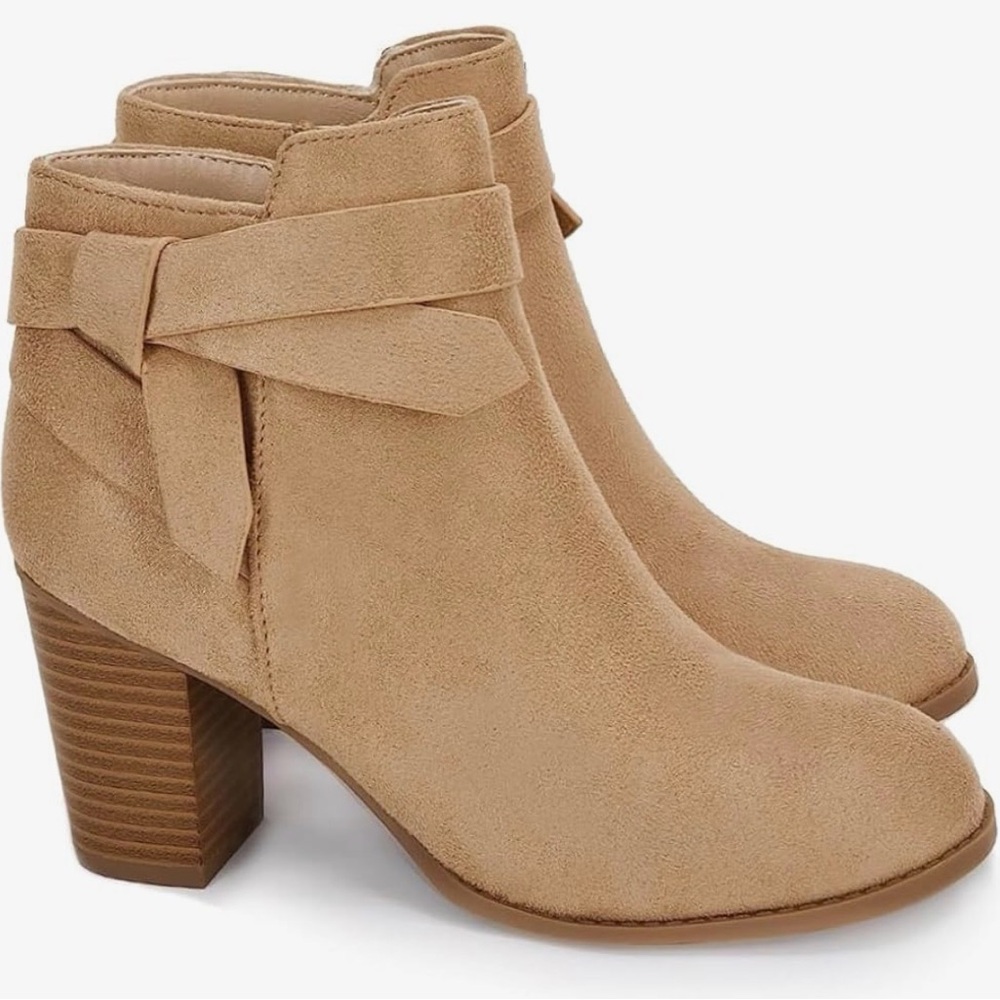 NEW PiePieBuy Women's size 8 Chelsea Pump Ankle Boots with tie knot and heel